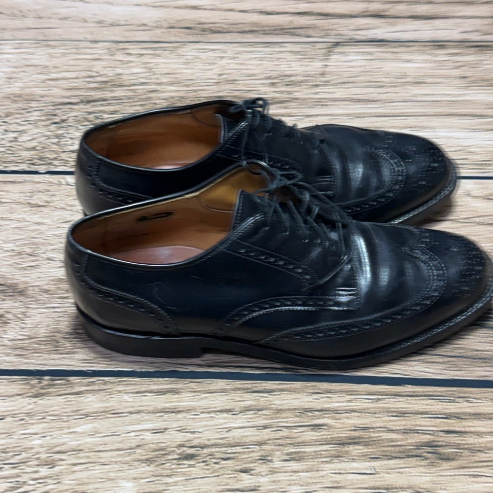 Allen Edmonds Auburn Dress Shoes Men 10.5 EEE Black Wingtip Oxford Leather USA
